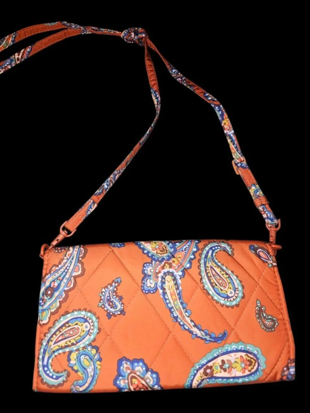 Vera Bradley Manor‎ Paisley Crossbody Purse Quilted Rust Orange Removable Strap